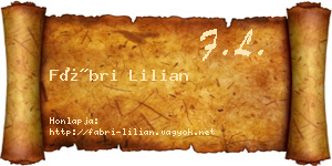 Fábri Lilian névjegykártya